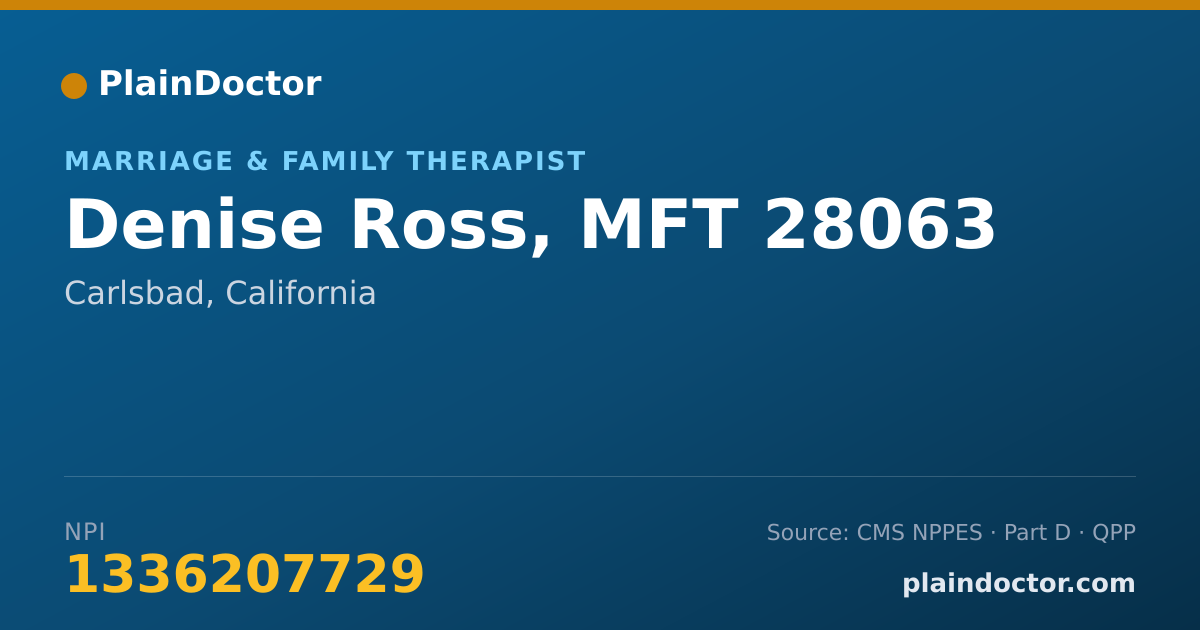 Shareable card for Denise Ross, MFT 28063 - Marriage & Family Therapist, Carlsbad, CA