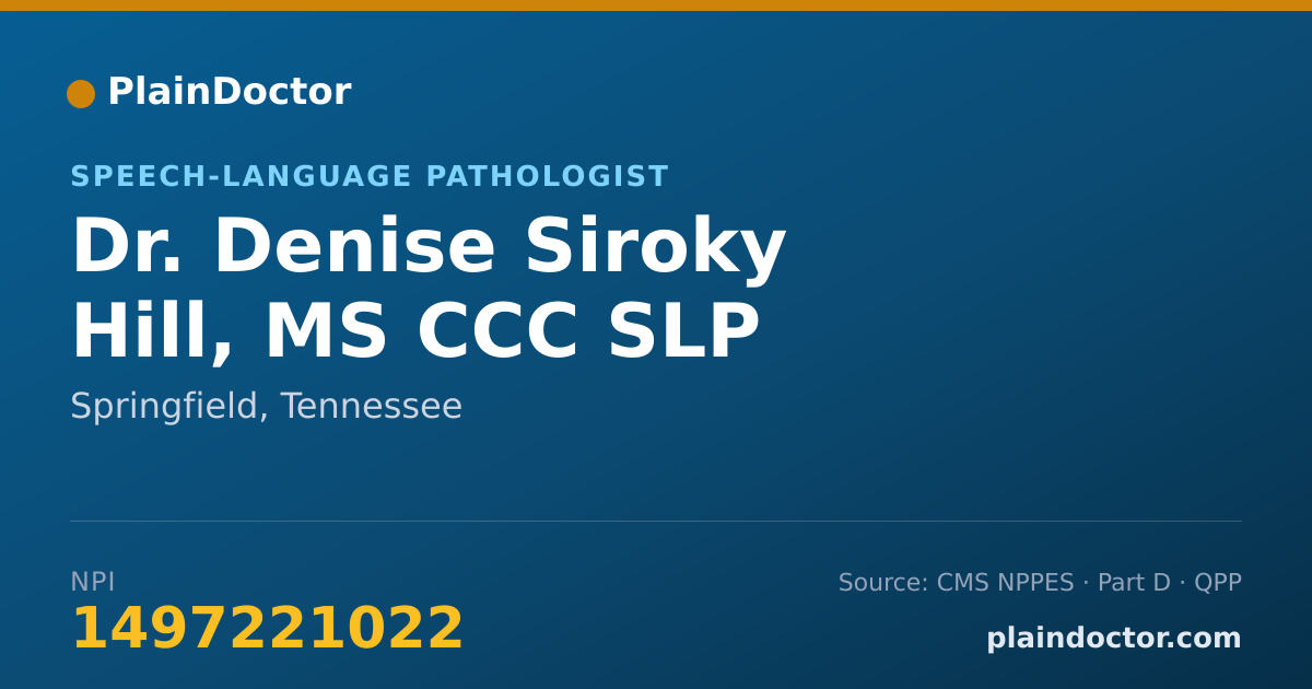 Shareable card for Denise Siroky Hill, MS CCC SLP - Speech-Language Pathologist, Springfield, TN