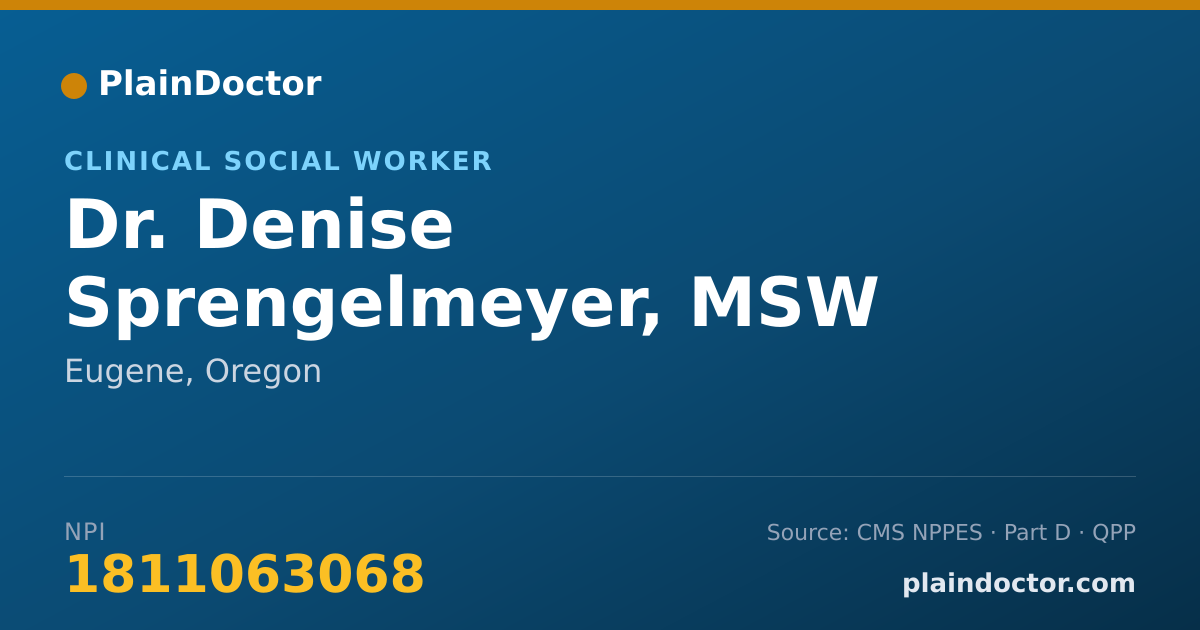 Shareable card for Denise Sprengelmeyer, MSW LCSW - Clinical Social Worker, Eugene, OR