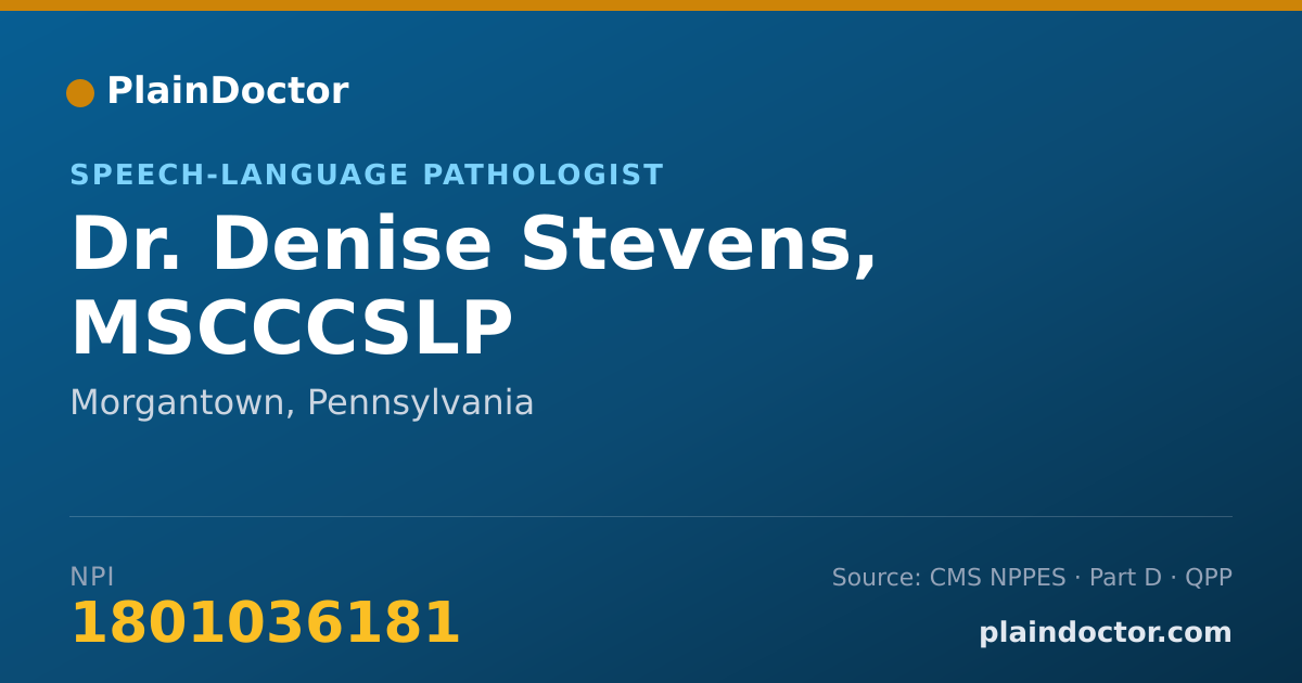 Shareable card for Denise Stevens, MSCCCSLP - Speech-Language Pathologist, Morgantown, PA