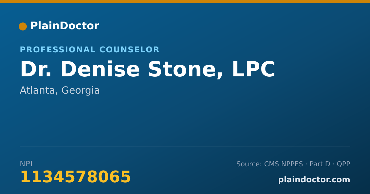 Shareable card for Denise Stone, LPC - Professional Counselor, Atlanta, GA