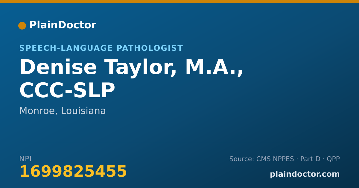 Shareable card for Denise Taylor, M.A., CCC-SLP - Speech-Language Pathologist, Monroe, LA