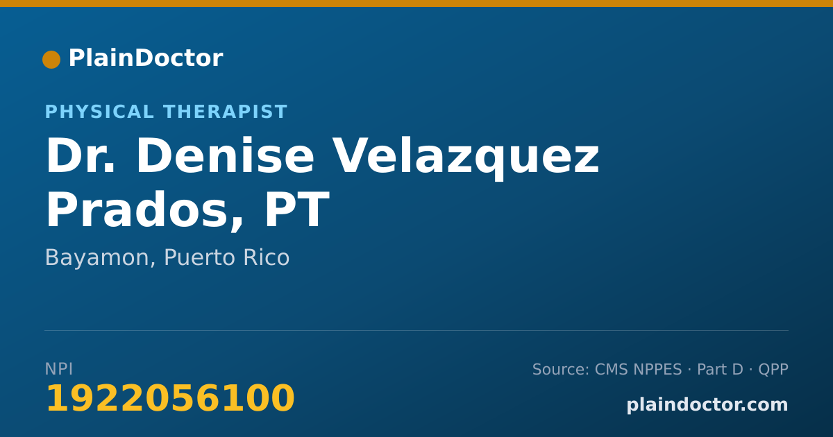 Shareable card for Denise Velazquez Prados, PT - Physical Therapist, Bayamon, PR