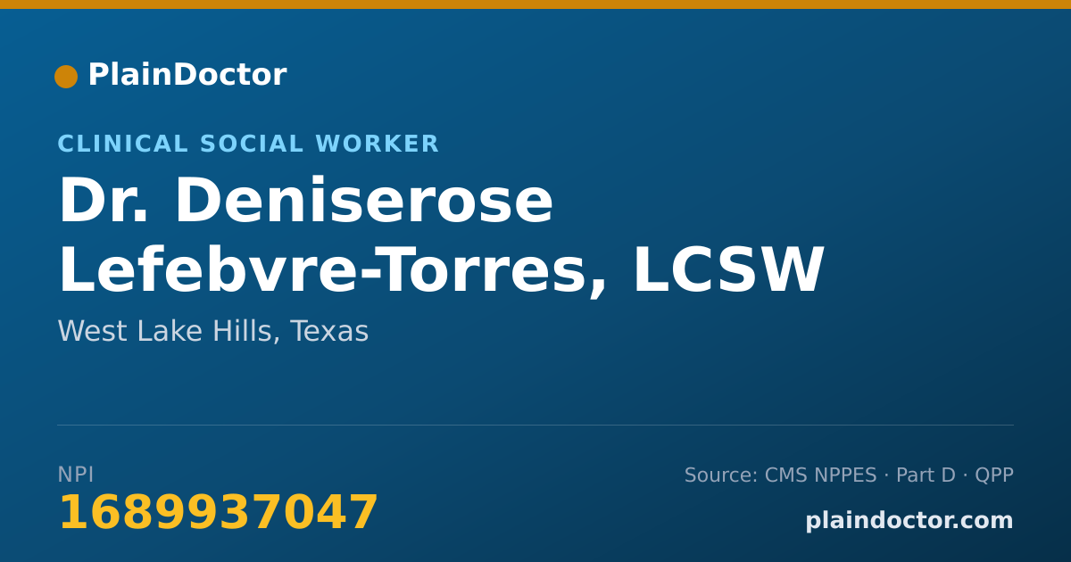 Shareable card for Deniserose Lefebvre-Torres, LCSW - Clinical Social Worker, West Lake Hills, TX