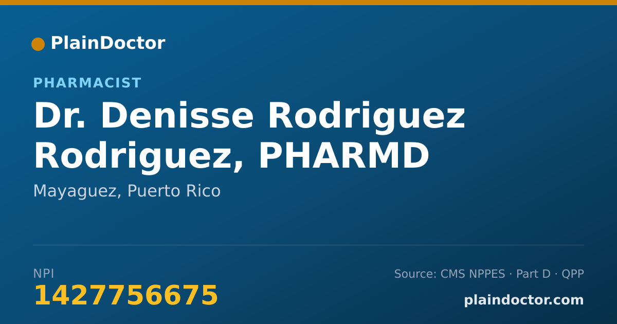 Shareable card for Denisse Rodriguez Rodriguez, PHARMD - Pharmacist, Mayaguez, PR
