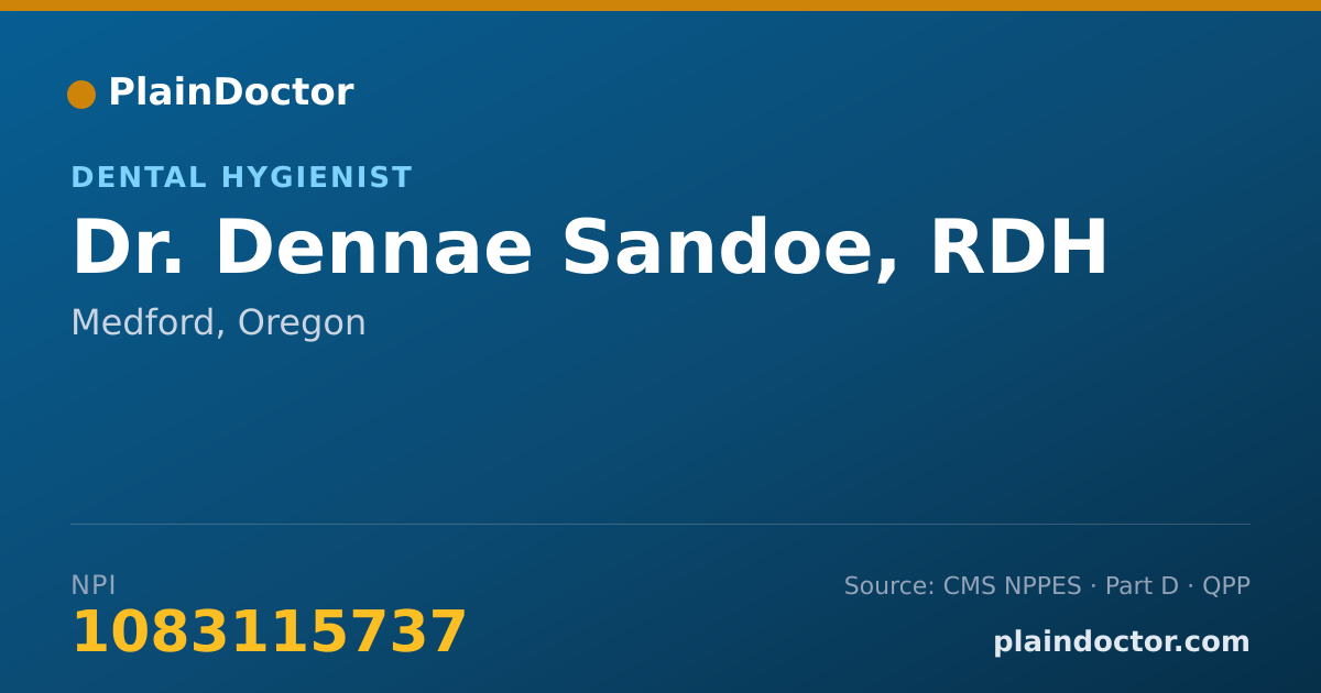 Shareable card for Dennae Sandoe, RDH - Dental Hygienist, Medford, OR