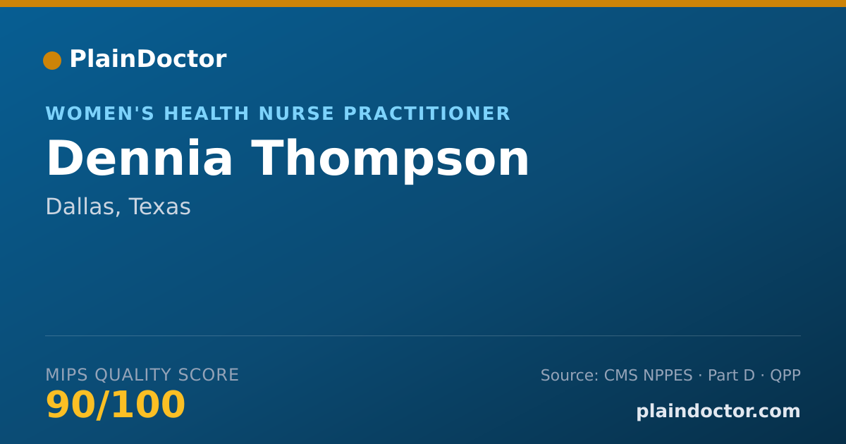 Shareable card for Dennia Thompson - Women's Health Nurse Practitioner, Dallas, TX