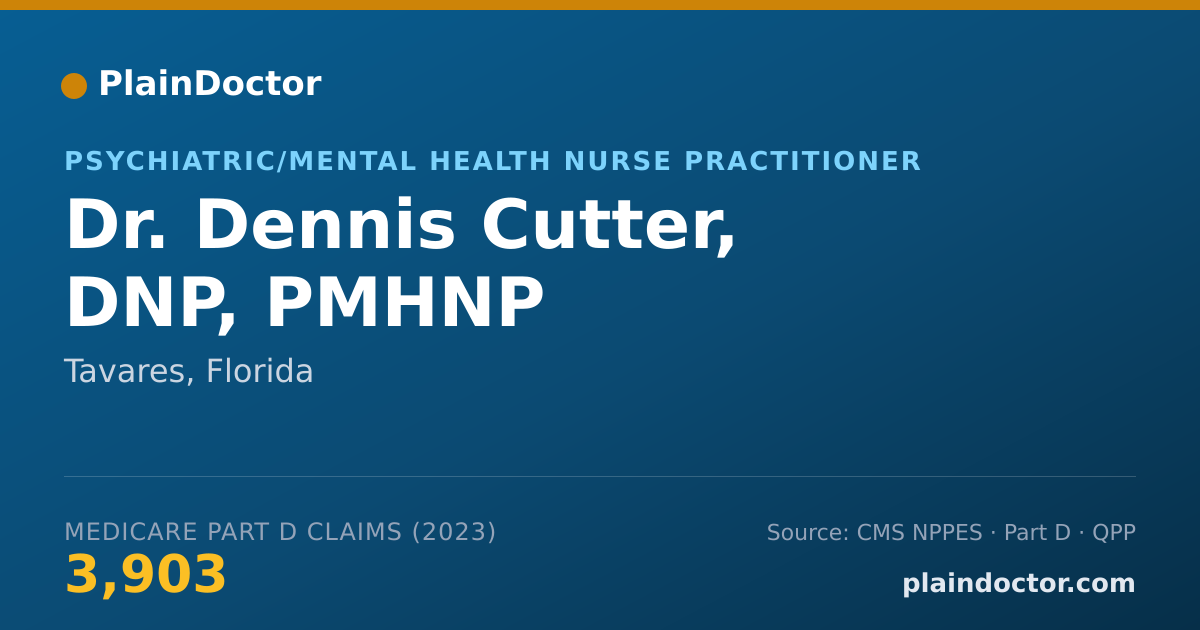 Shareable card for Dennis Cutter, DNP, PMHNP - Psychiatric/Mental Health Nurse Practitioner, Tavares, FL