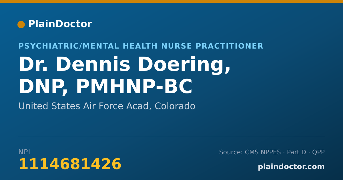 Shareable card for Dennis Doering, DNP, PMHNP-BC - Psychiatric/Mental Health Nurse Practitioner, United States Air Force Acad, CO
