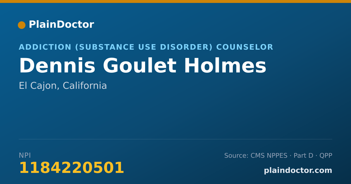 Shareable card for Dennis Goulet Holmes - Addiction (Substance Use Disorder) Counselor, El Cajon, CA