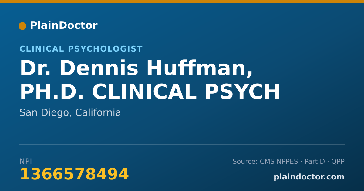 Shareable card for Dennis Huffman, PH.D. CLINICAL PSYCH - Clinical Psychologist, San Diego, CA