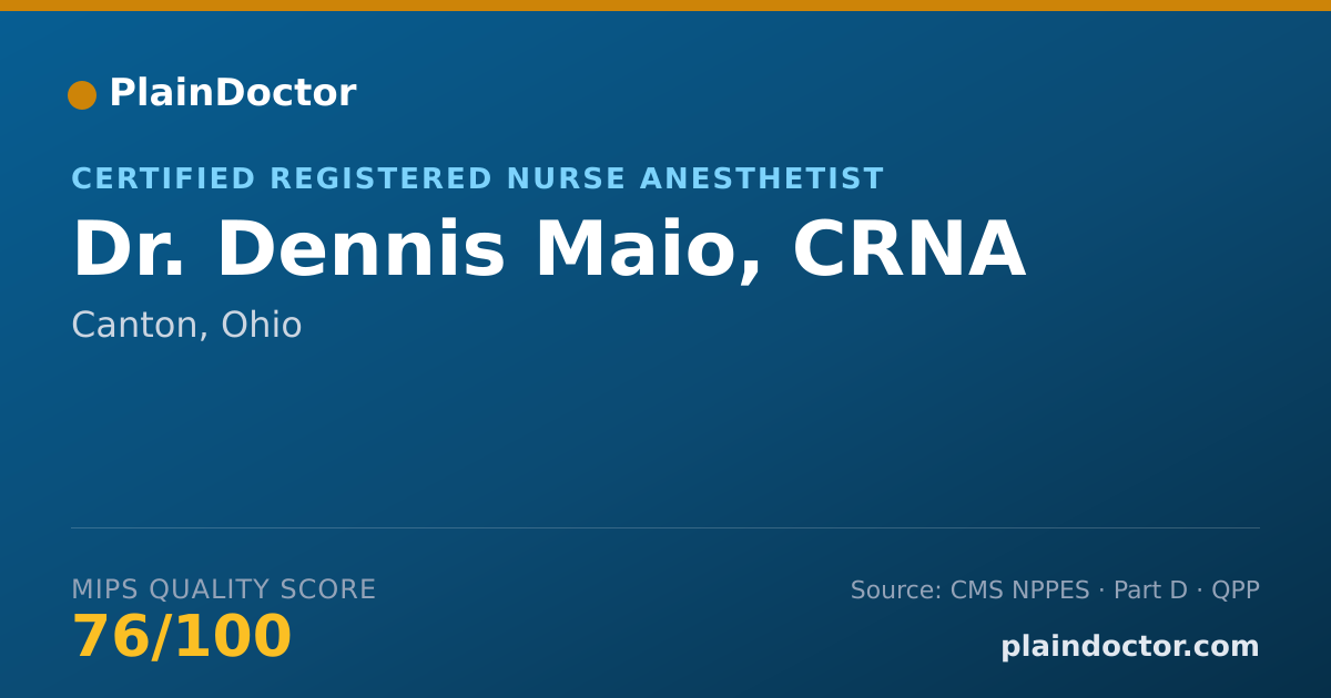 Shareable card for Dennis Maio, CRNA - Certified Registered Nurse Anesthetist, Canton, OH