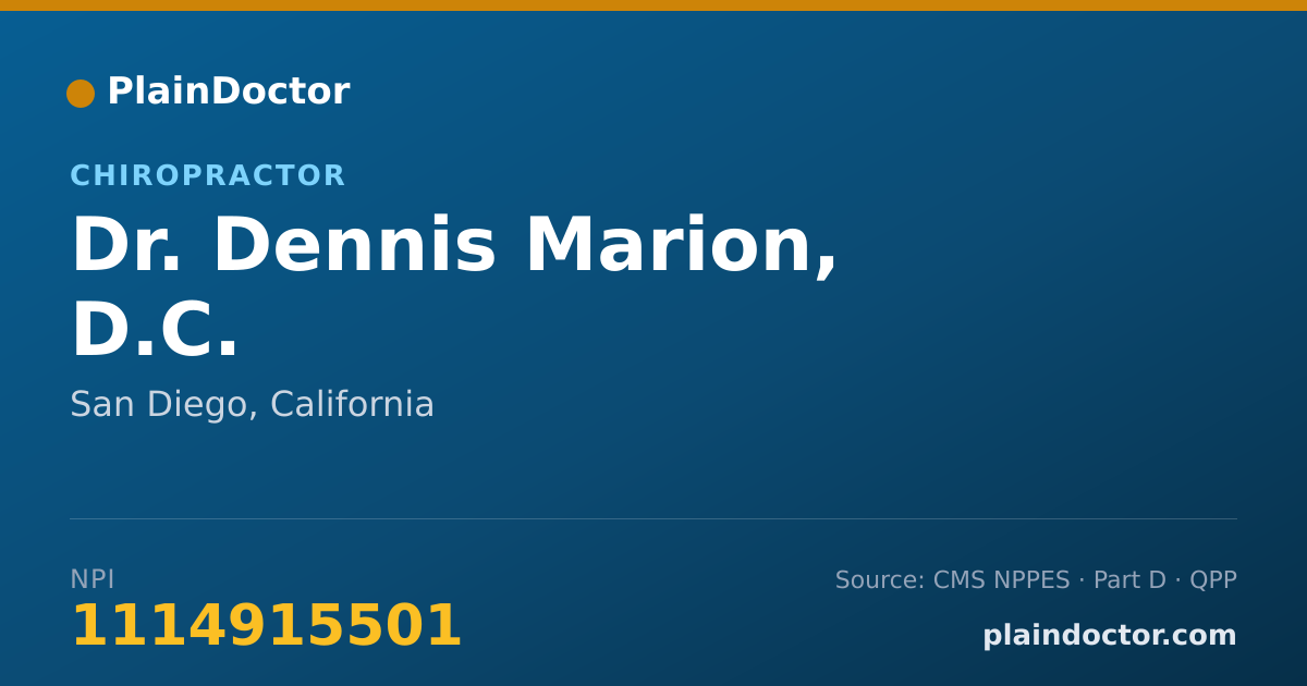 Shareable card for Dennis Marion, D.C. - Chiropractor, San Diego, CA