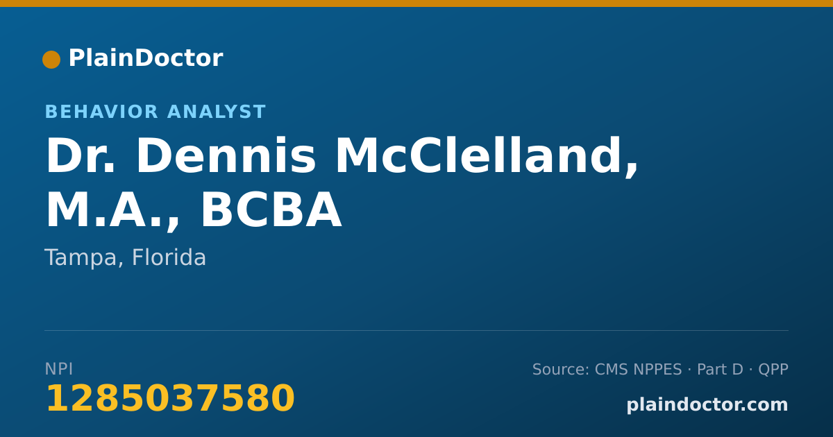 Shareable card for Dennis McClelland, M.A., BCBA - Behavior Analyst, Tampa, FL
