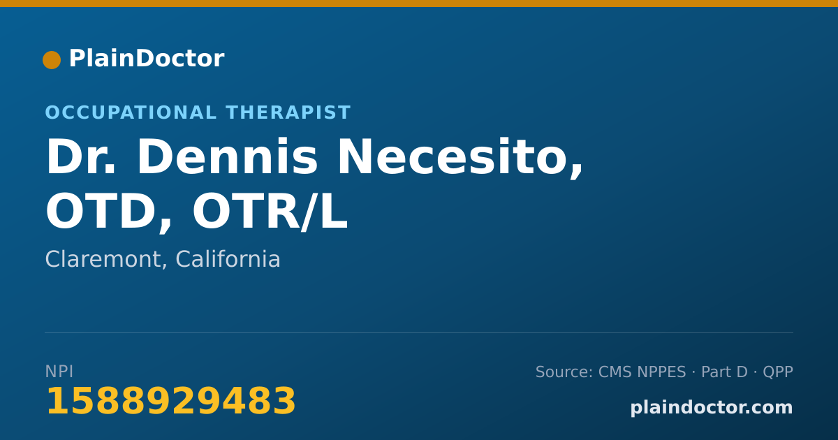 Shareable card for Dennis Necesito, OTD, OTR/L - Occupational Therapist, Claremont, CA