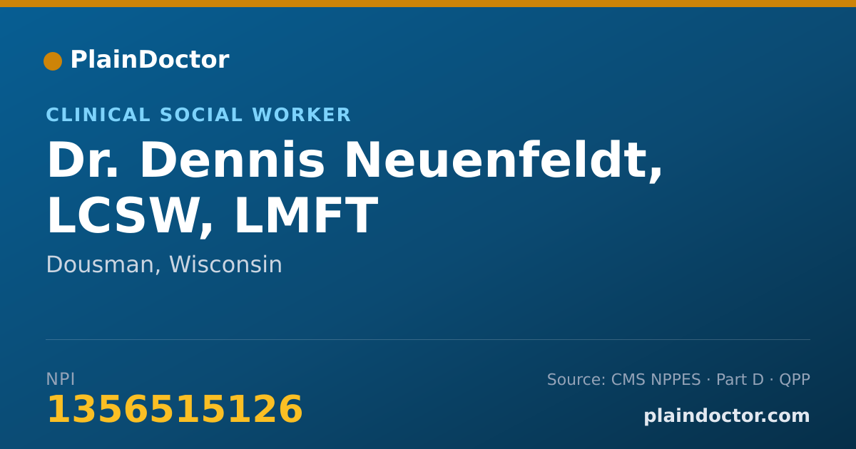 Shareable card for Dennis Neuenfeldt, LCSW, LMFT - Clinical Social Worker, Dousman, WI