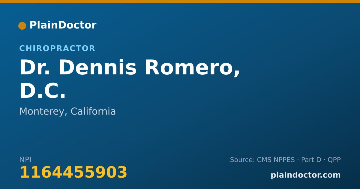 Shareable card for Dennis Romero, D.C. - Chiropractor, Monterey, CA