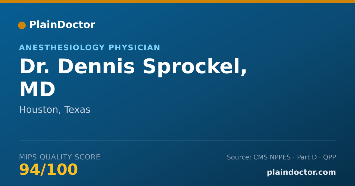 Shareable card for Dennis Sprockel, MD - Anesthesiology Physician, Houston, TX