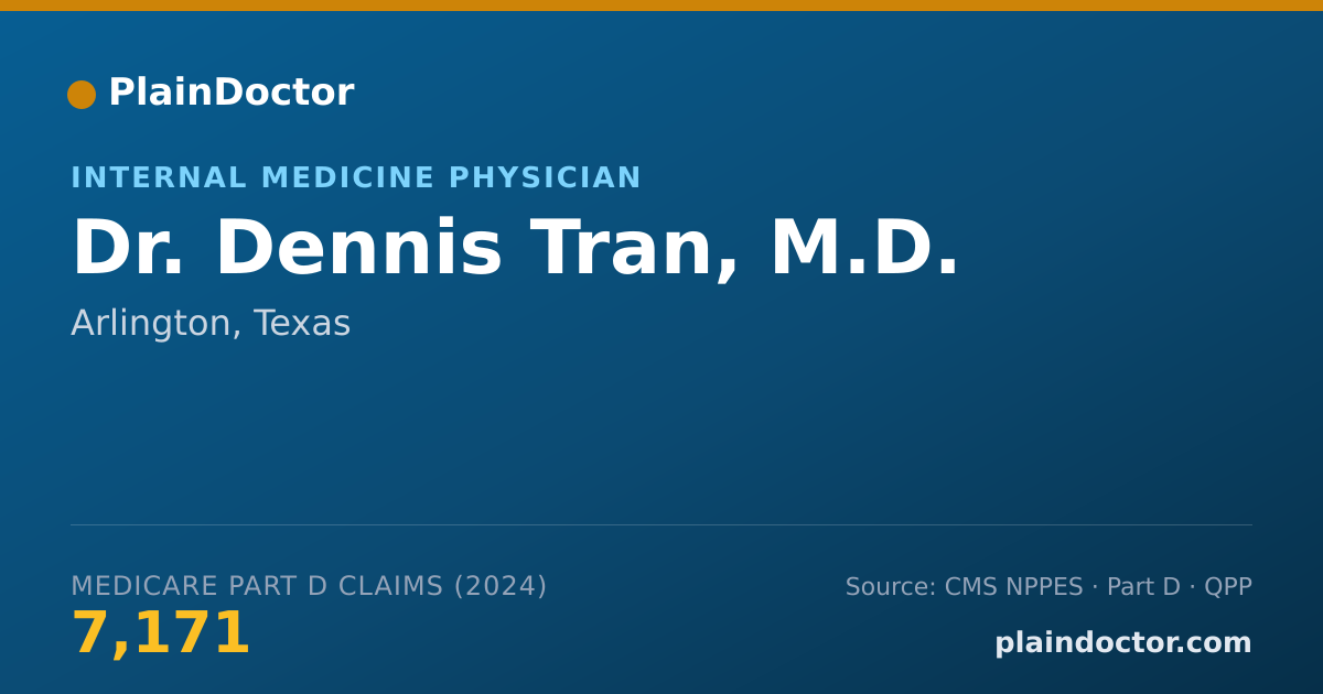 Shareable card for Dennis Tran, M.D. - Internal Medicine Physician, Arlington, TX
