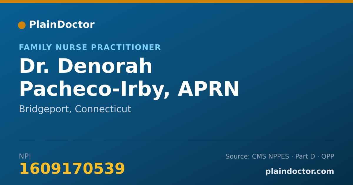 Shareable card for Denorah Pacheco-Irby, APRN - Family Nurse Practitioner, Bridgeport, CT