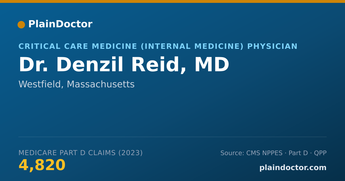 Shareable card for Denzil Reid, MD - Critical Care Medicine (Internal Medicine) Physician, Westfield, MA