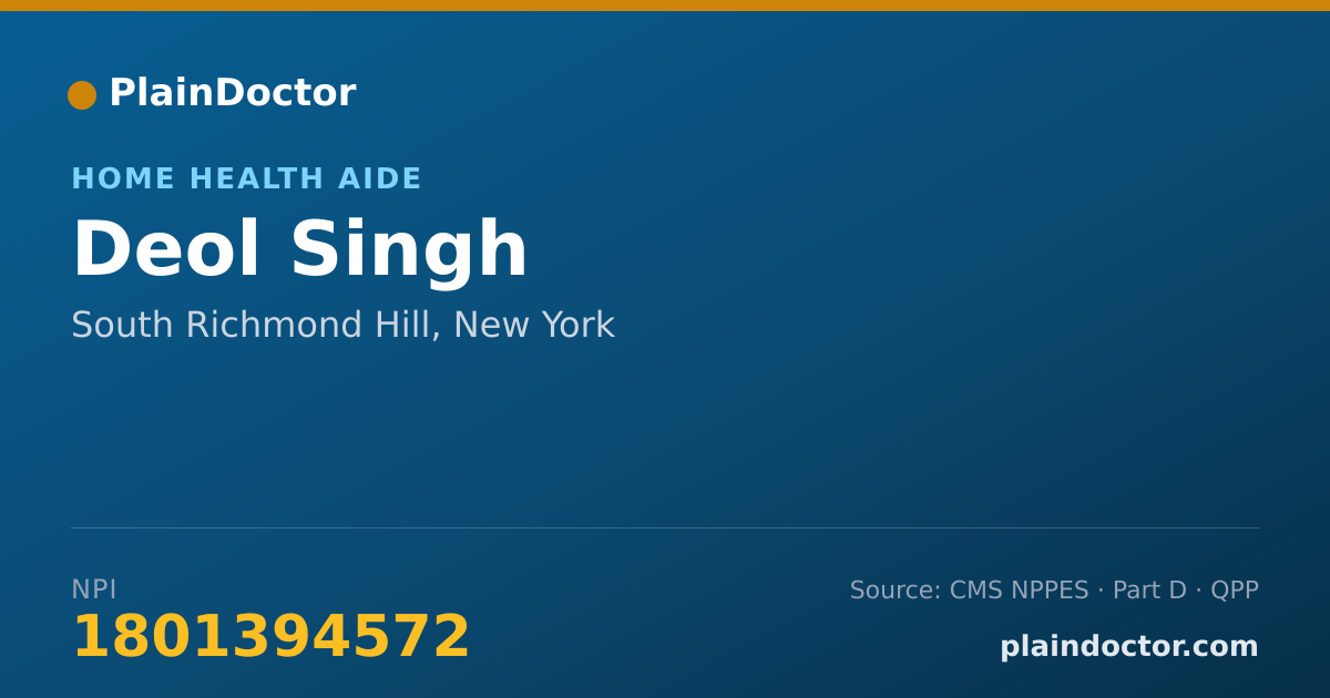 Shareable card for Deol Singh - Home Health Aide, South Richmond Hill, NY