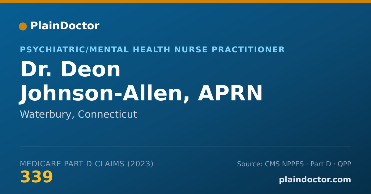 Shareable card for Deon Johnson-Allen, APRN - Psychiatric/Mental Health Nurse Practitioner, Waterbury, CT