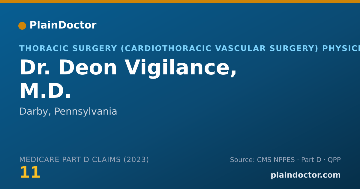 Shareable card for Deon Vigilance, M.D. - Thoracic Surgery (Cardiothoracic Vascular Surgery) Physician, Darby, PA