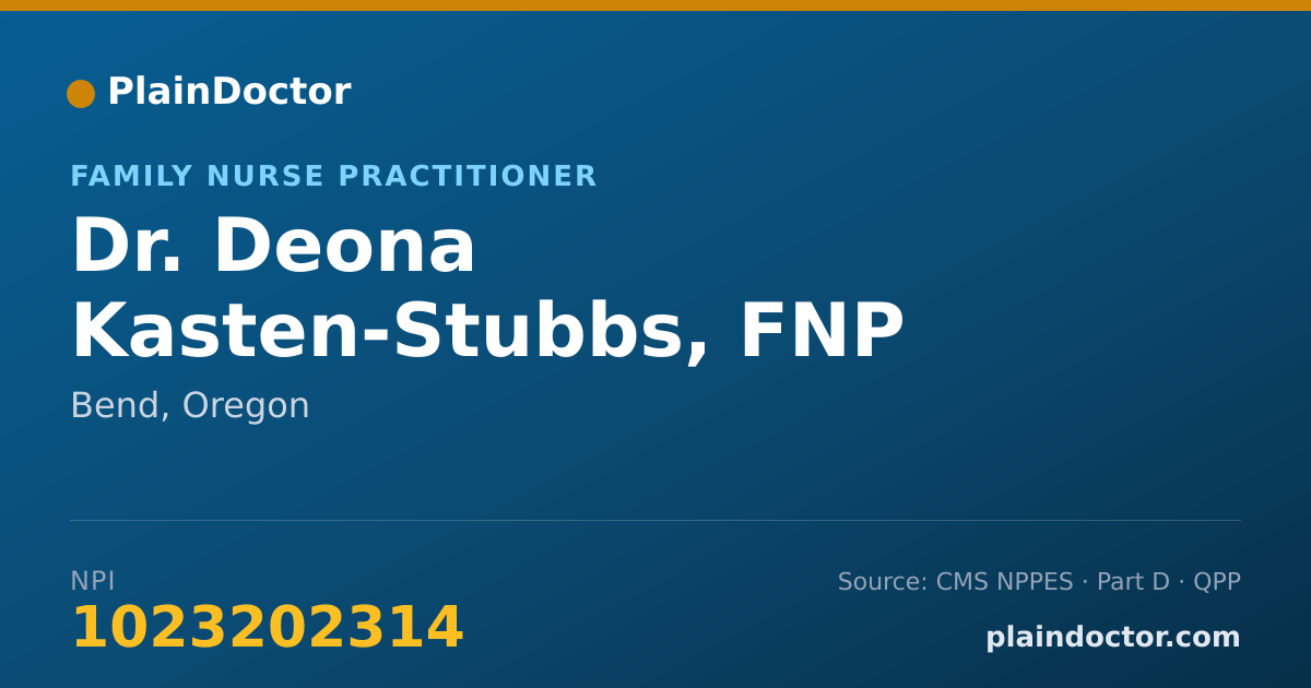 Shareable card for Deona Kasten-Stubbs, FNP - Family Nurse Practitioner, Bend, OR