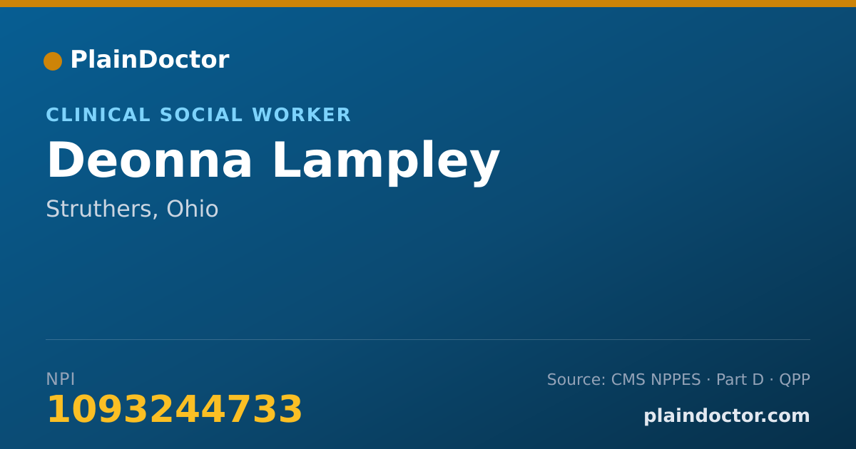 Shareable card for Deonna Lampley - Clinical Social Worker, Struthers, OH