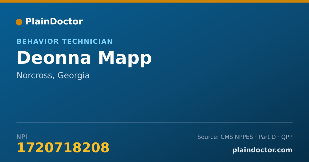 Shareable card for Deonna Mapp - Behavior Technician, Norcross, GA