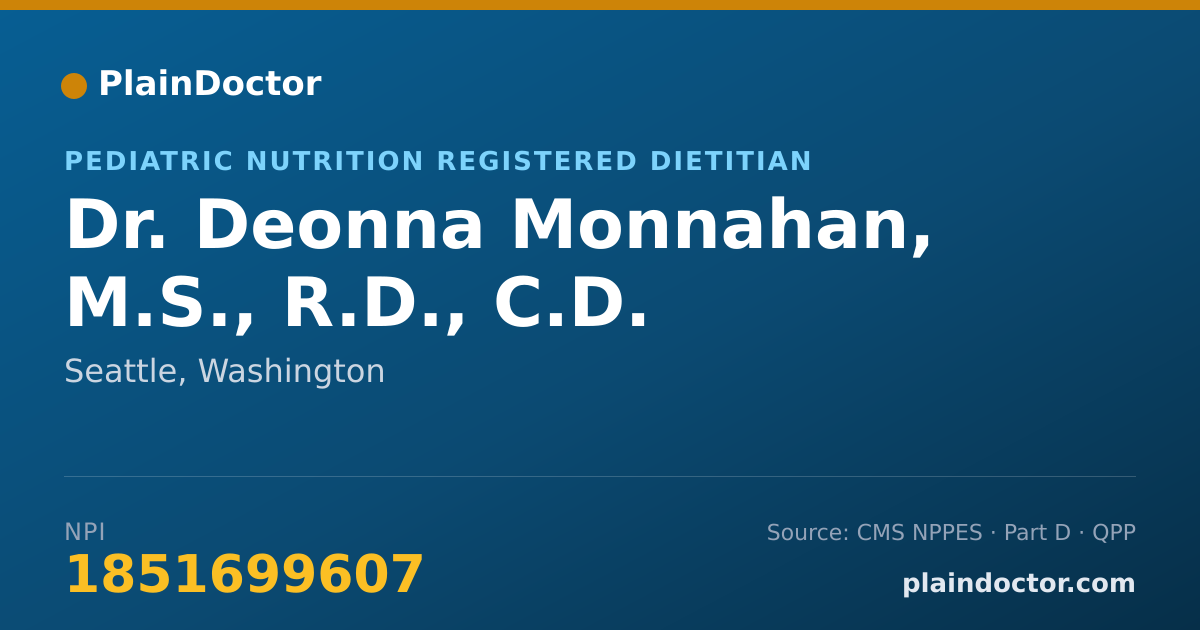 Shareable card for Deonna Monnahan, M.S., R.D., C.D. - Pediatric Nutrition Registered Dietitian, Seattle, WA