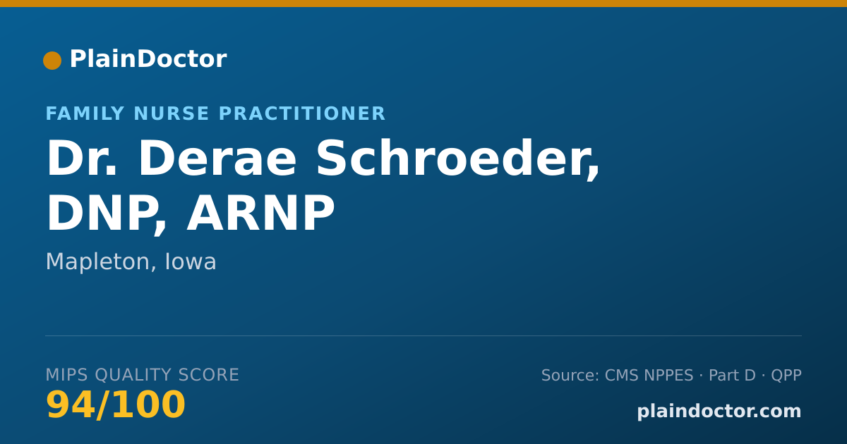Shareable card for Derae Schroeder, DNP, ARNP - Family Nurse Practitioner, Mapleton, IA