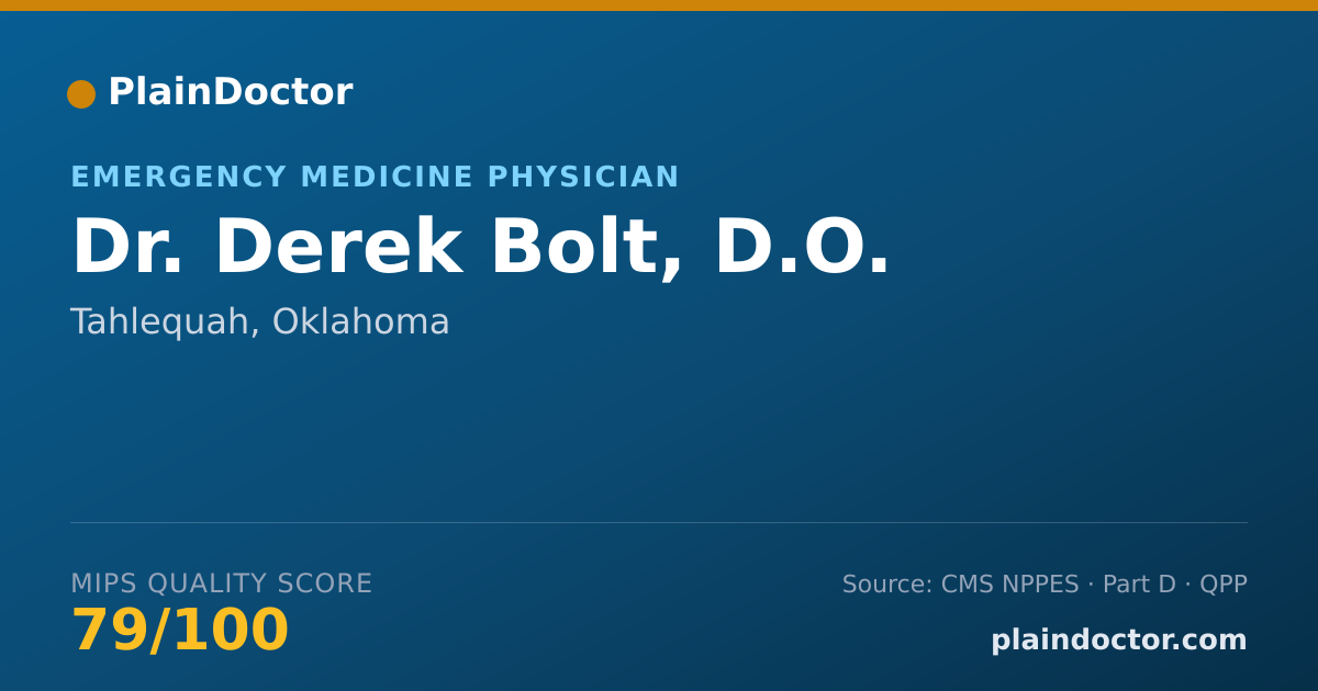 Shareable card for Derek Bolt, D.O. - Emergency Medicine Physician, Tahlequah, OK