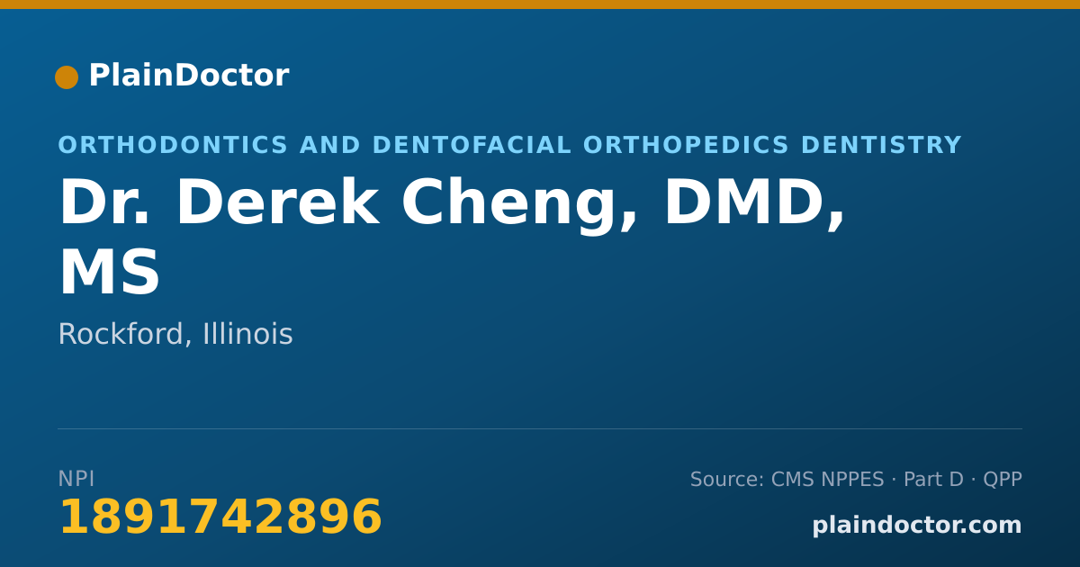 Shareable card for Derek Cheng, DMD, MS - Orthodontics and Dentofacial Orthopedics Dentistry, Rockford, IL