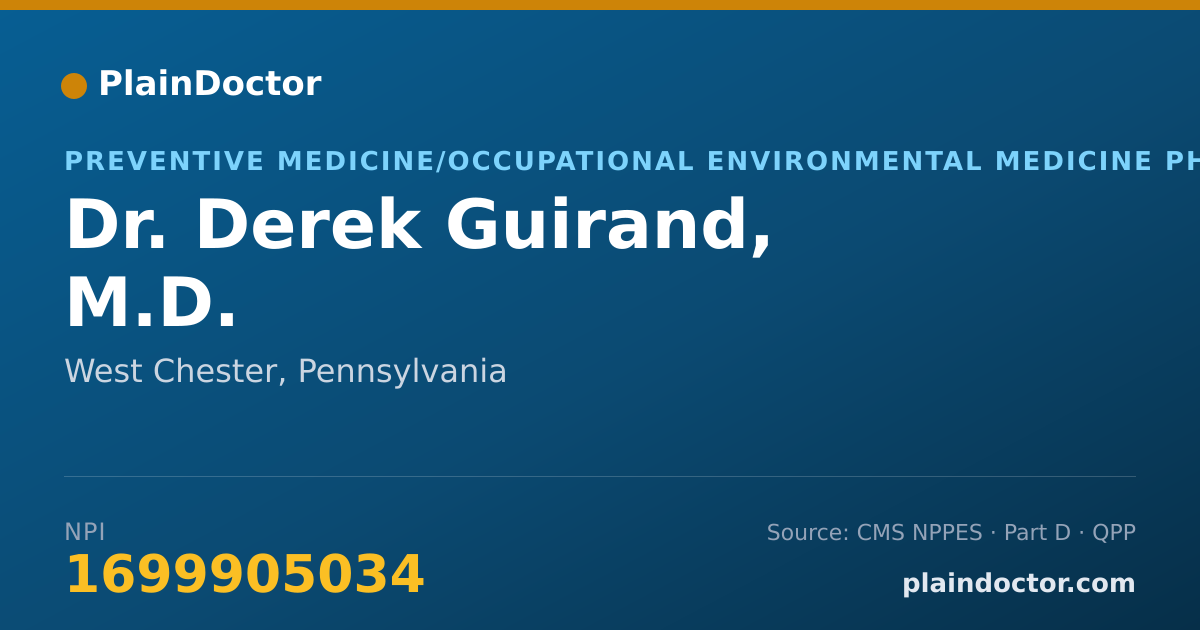 Shareable card for Derek Guirand, M.D. - Surgery Physician, West Chester, PA