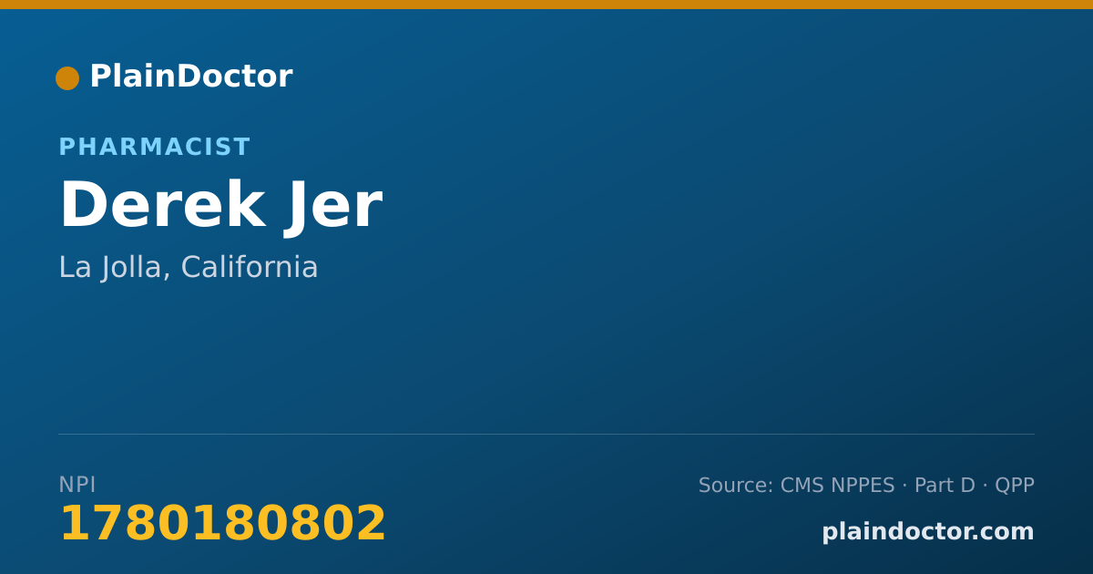 Shareable card for Derek Jer - Pharmacist, La Jolla, CA