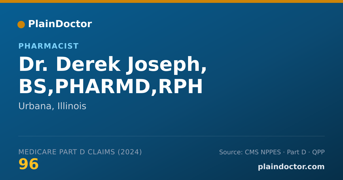 Shareable card for Derek Joseph, BS,PHARMD,RPH - Pharmacist, Urbana, IL