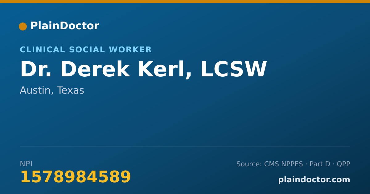 Shareable card for Derek Kerl, LCSW - Clinical Social Worker, Austin, TX