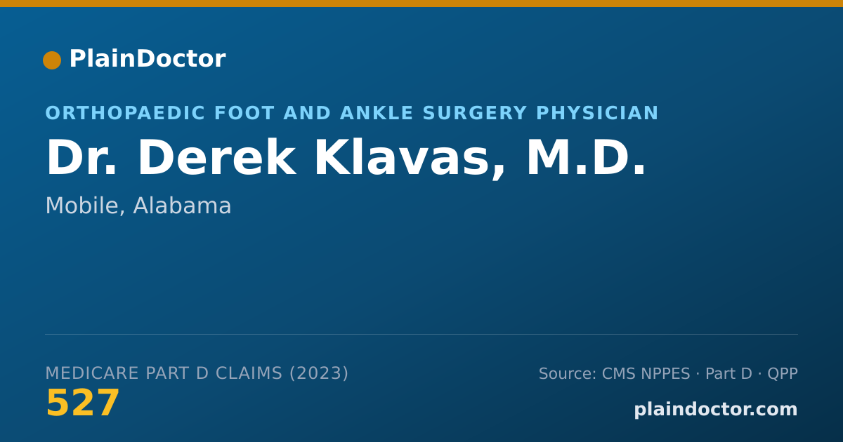 Shareable card for Derek Klavas, M.D. - Orthopaedic Foot and Ankle Surgery Physician, Mobile, AL