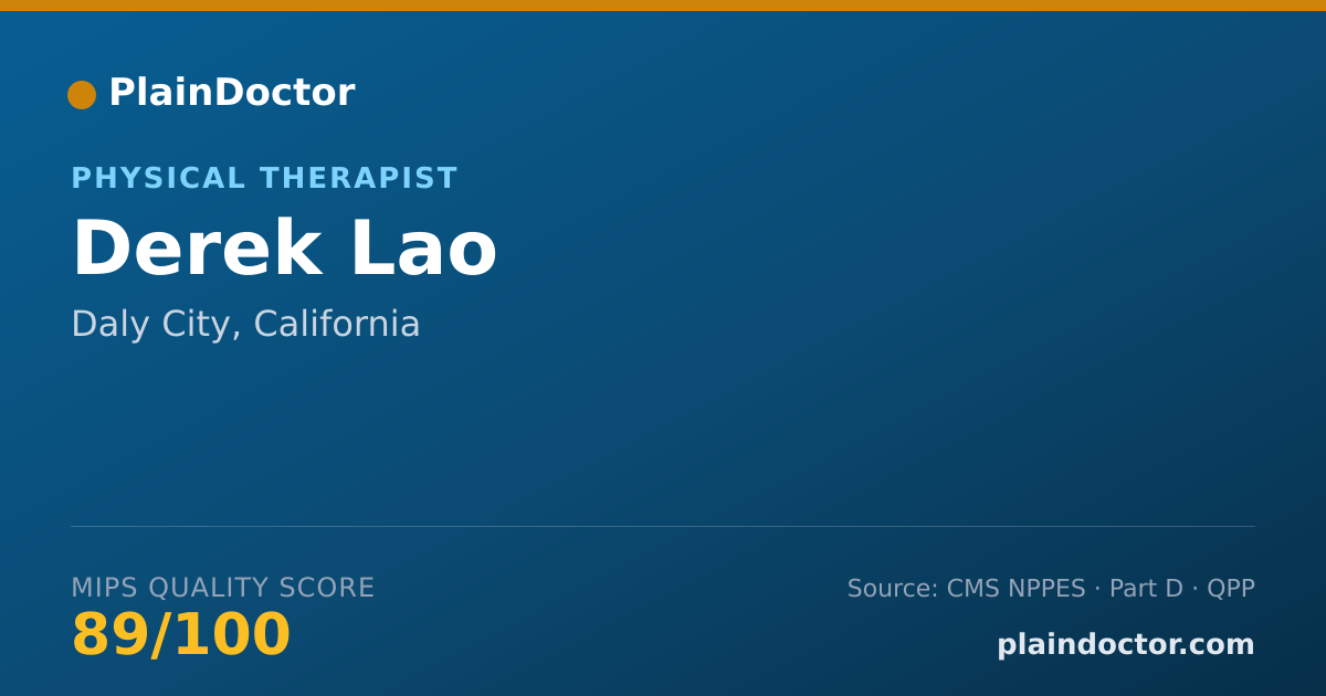 Shareable card for Derek Lao - Physical Therapist, Daly City, CA