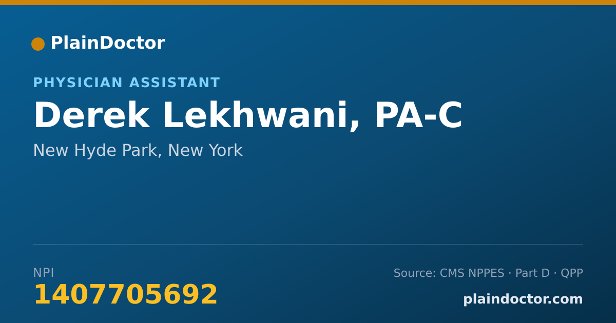 Shareable card for Derek Lekhwani, PA-C - Physician Assistant, New Hyde Park, NY