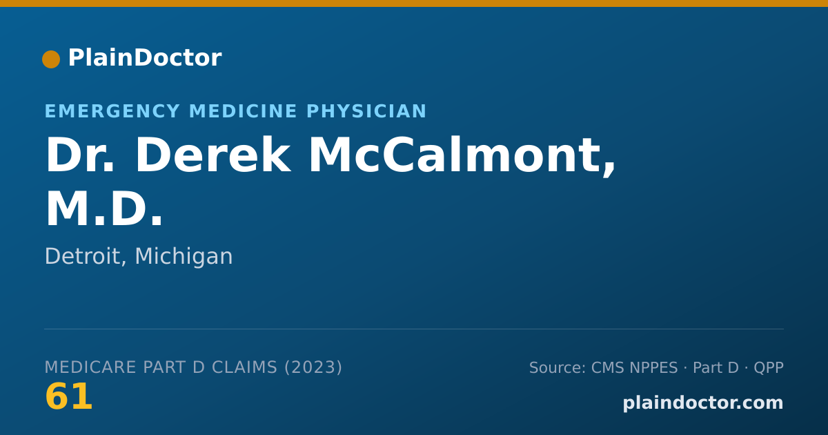 Shareable card for Derek McCalmont, M.D. - Emergency Medicine Physician, Detroit, MI