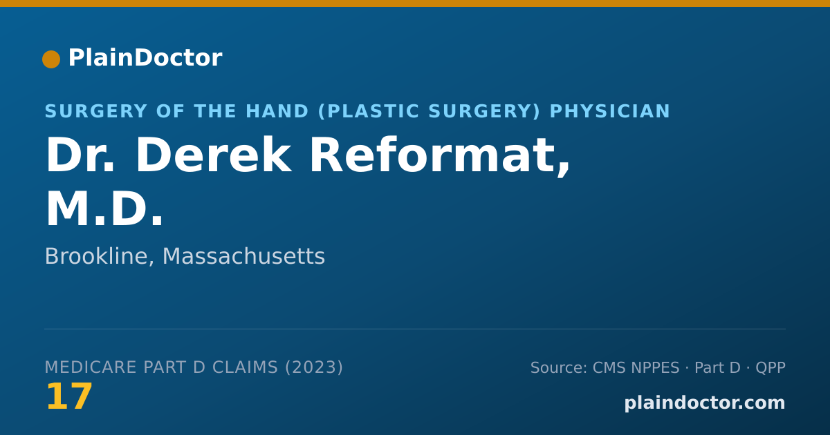 Shareable card for Derek Reformat, M.D. - Surgery of the Hand (Plastic Surgery) Physician, Brookline, MA