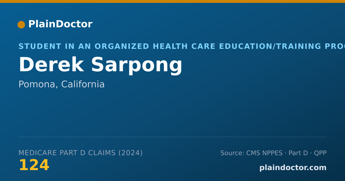 Shareable card for Derek Sarpong - Student in an Organized Health Care Education/Training Program, Pomona, CA