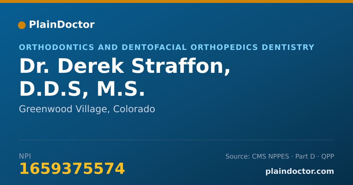 Shareable card for Derek Straffon, D.D.S, M.S. - Orthodontics and Dentofacial Orthopedics Dentistry, Greenwood Village, CO