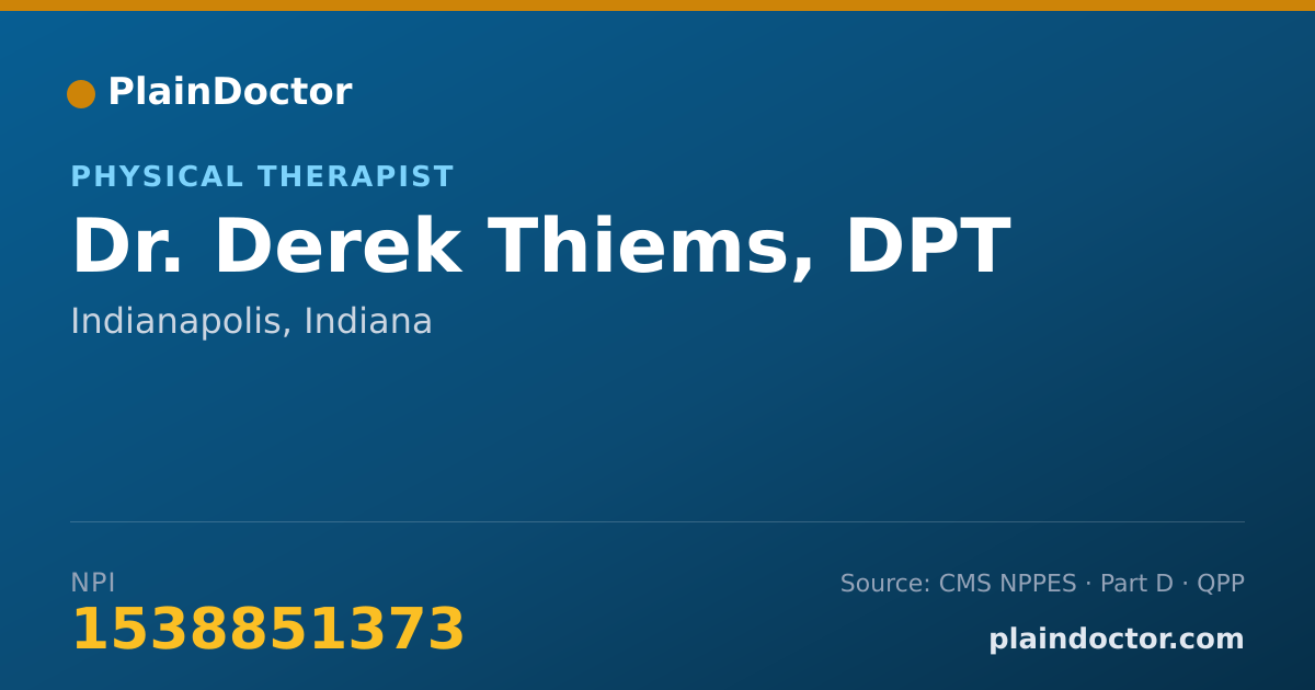 Shareable card for Derek Thiems, DPT - Physical Therapist, Indianapolis, IN