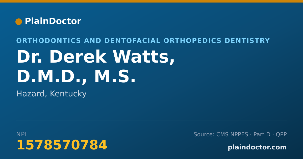 Shareable card for Derek Watts, D.M.D., M.S. - Orthodontics and Dentofacial Orthopedics Dentistry, Hazard, KY