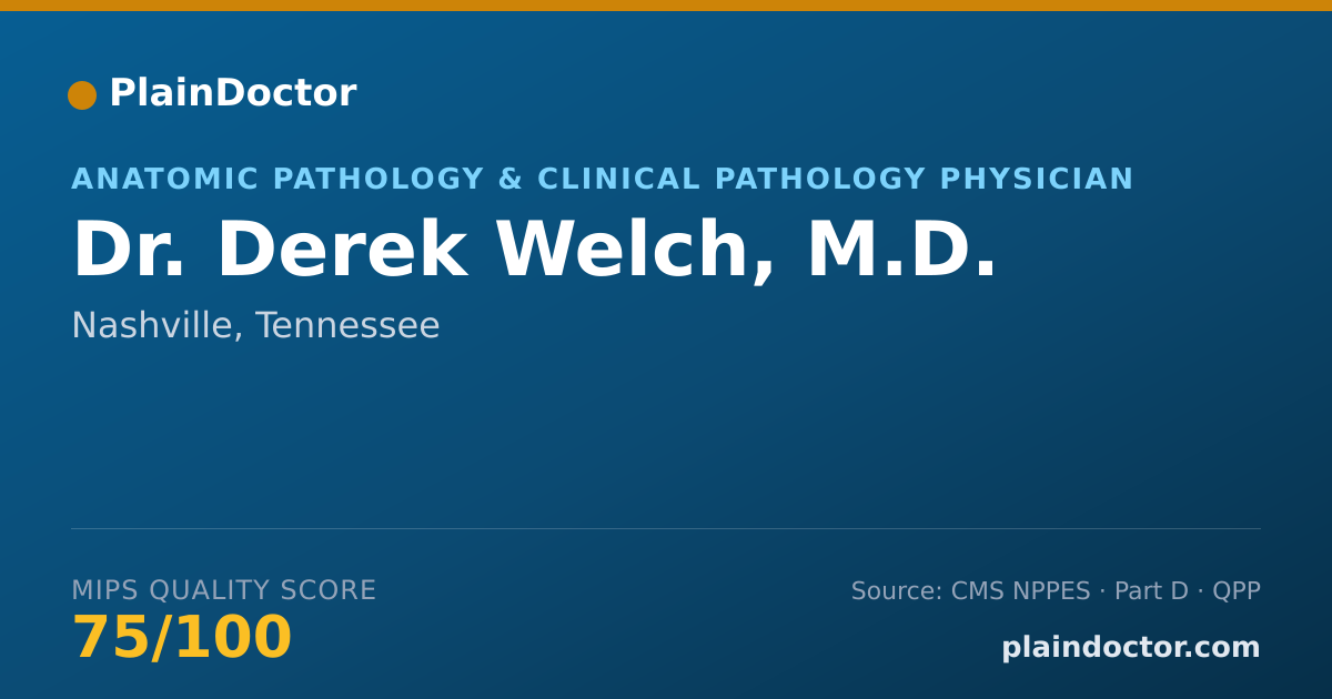 Shareable card for Derek Welch, M.D. - Anatomic Pathology & Clinical Pathology Physician, Nashville, TN