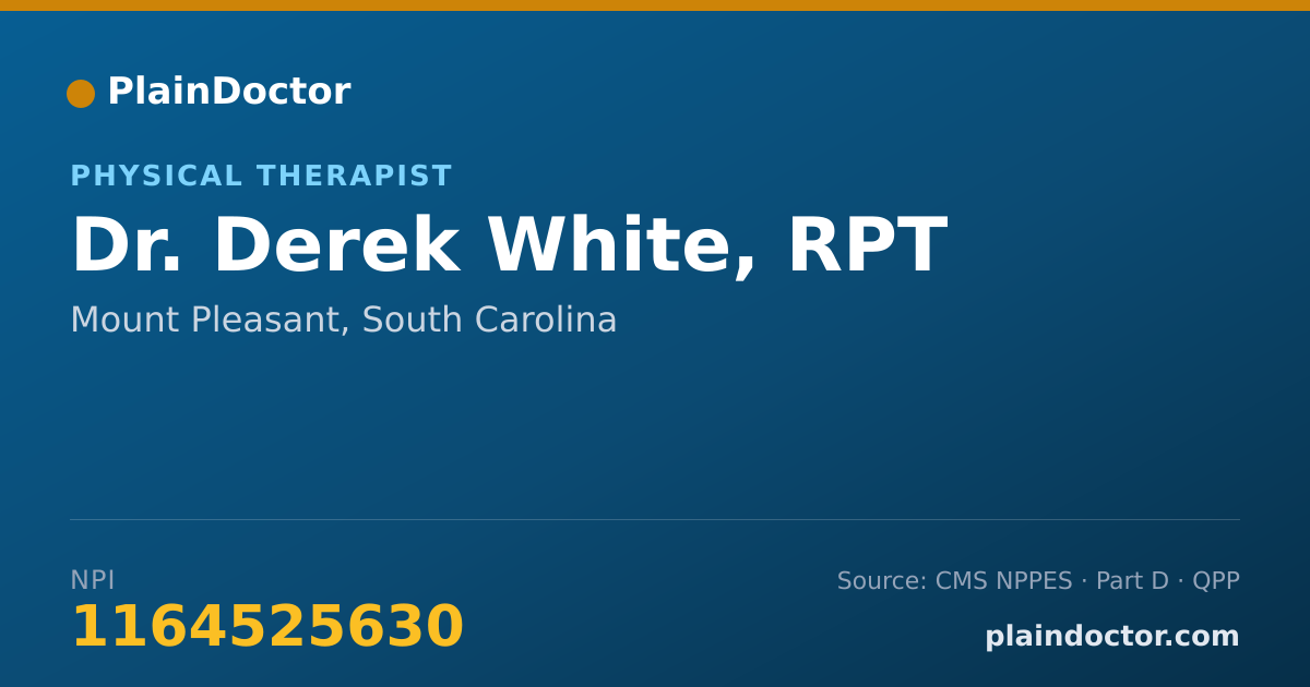 Shareable card for Derek White, RPT - Physical Therapist, Mount Pleasant, SC